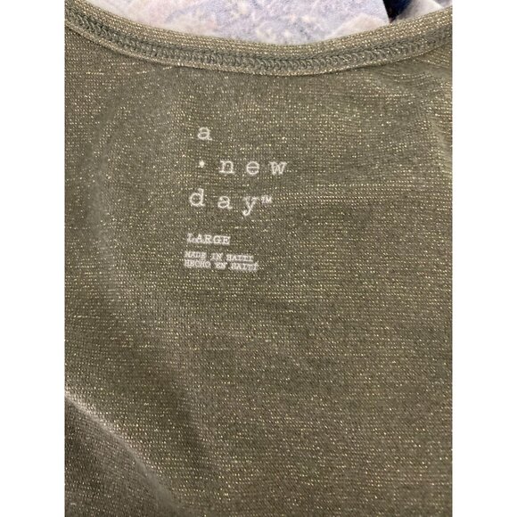 2 a new day sleeveless tanks gold metallic & blue striped M/Large - Picture 4 of 5